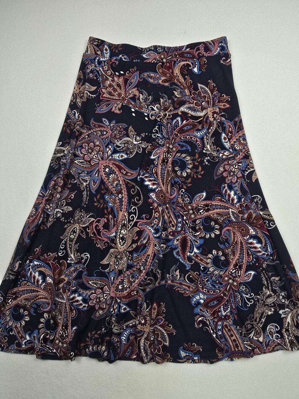 Christopher & Banks Womens Medium Paisley Print A-Line Midi Skirt Pull On